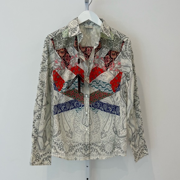 ETRO WHITE MULTI COTTON SHIRT SIZE IT 44 / US 8 NWTS! - Picture 5 of 17